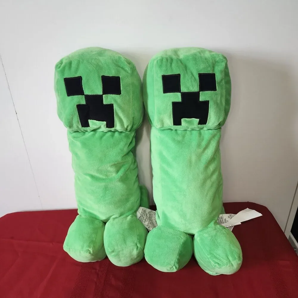 Lot of 2 Minecraft Creeper Plush 18” Large Pillow Stuffed Animal Mojang Green